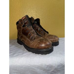 TIMBERLAND PRO 6" Pit‎ Boss Brown Leather Steel Toe Work Boots 33034 Men's 8.5